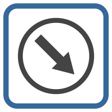 Aşağı doğru yuvarlak ok vektör simgesi bir çerçeve içinde