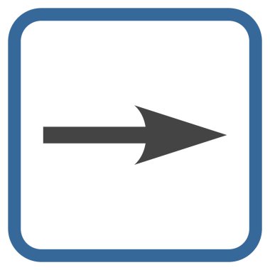 Keskin ok doğru vektör simgesi bir çerçeve içinde