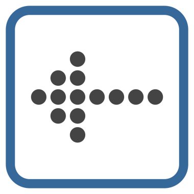 Noktalı ok sol vektör simgesi bir çerçeve içinde