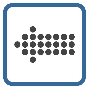 Noktalı ok sol vektör simgesi bir çerçeve içinde