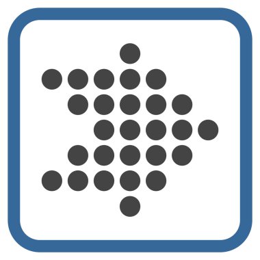 Noktalı ok doğru vektör simgesi bir çerçeve içinde