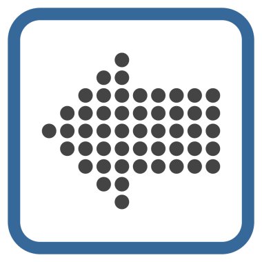 Noktalı ok sol vektör simgesi bir çerçeve içinde