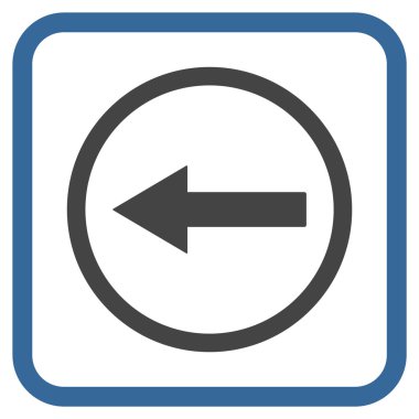 Sol ok vektör simgesi bir çerçeve içinde yuvarlak