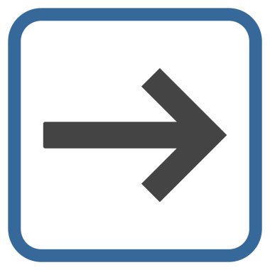 Sağ ok vektör simgesi bir çerçeve içinde