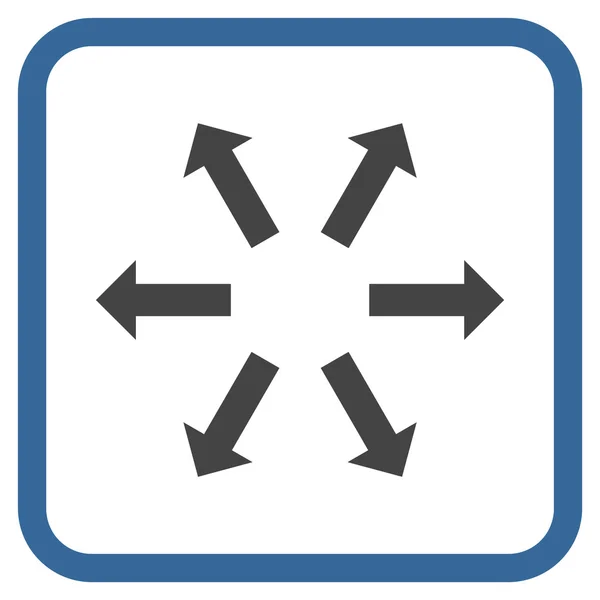 Radiale Pfeile Vektor-Symbol in einem Rahmen — Stockvektor