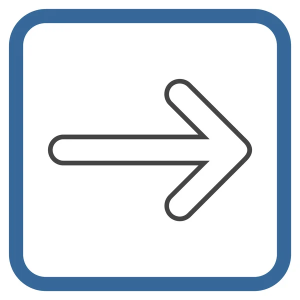 Abgerundeter Pfeil rechtes Vektorsymbol in einem Rahmen — Stockvektor