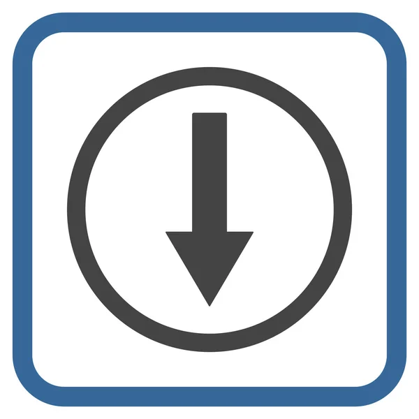 Nach unten gerundetes Pfeil-Vektor-Symbol in einem Rahmen — Stockvektor