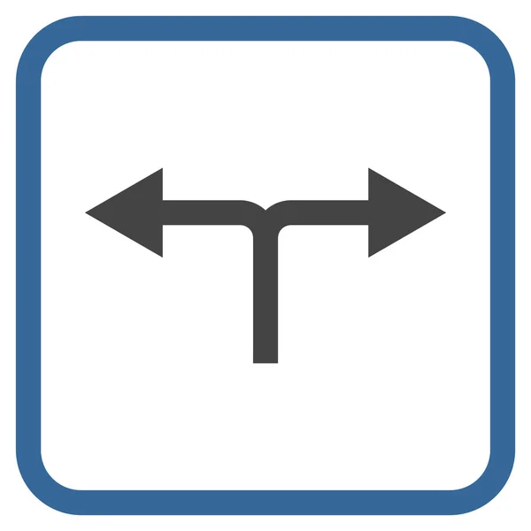 Frecce biforcazione Icona vettoriale destra sinistra In una cornice — Vettoriale Stock