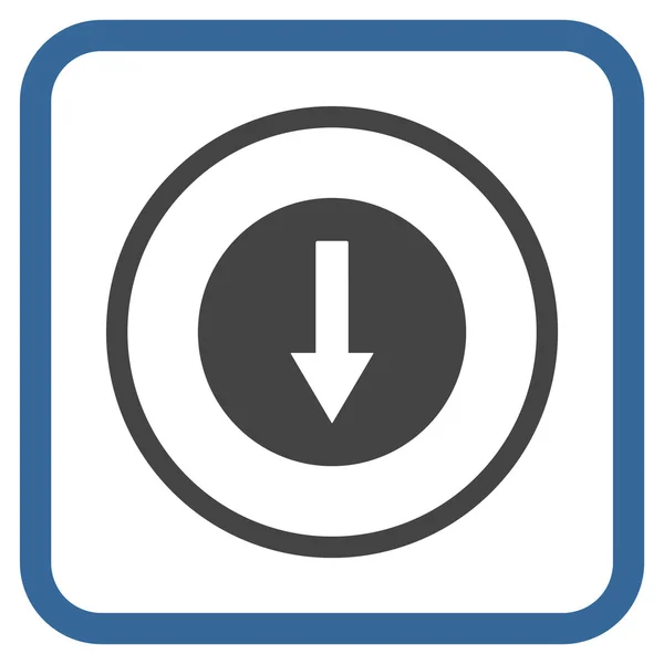 Ícone de vetor de seta arredondado para baixo em um quadro — Vetor de Stock