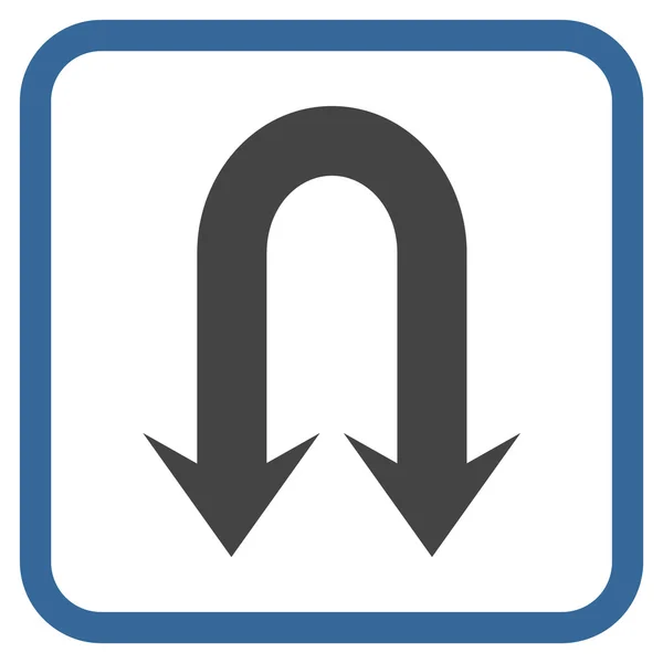 Icono de vector de flecha trasera doble en un marco — Archivo Imágenes Vectoriales