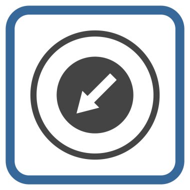 Aşağı sol yuvarlak ok vektör simgesi bir çerçeve içinde