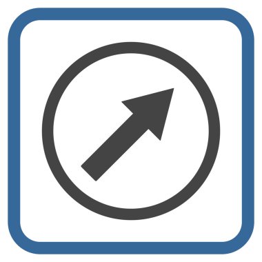 Yukarı sağ yuvarlak ok vektör simgesi bir çerçeve içinde