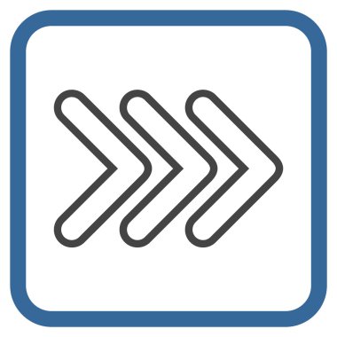 İşaretçi doğru vektör simgesi bir çerçeve içinde üçlü