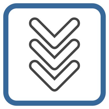 İşaretçi vektör simgesi bir çerçeve içinde aşağı üçlü