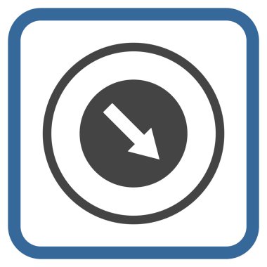 Aşağı doğru yuvarlak ok vektör simgesi bir çerçeve içinde