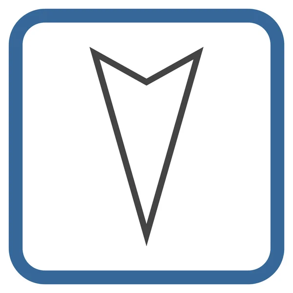 Zeiger nach unten Vektor-Symbol in einem Rahmen — Stockvektor