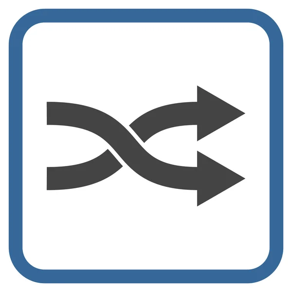 Setas de embaralhamento Ícone do vetor direito em um quadro — Vetor de Stock