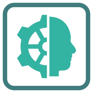 Cyborg dişli vektör simgesi bir çerçeve içinde