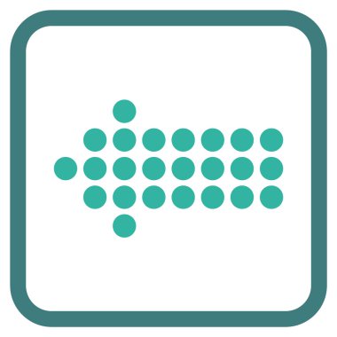 Noktalı ok sol vektör simgesi bir çerçeve içinde