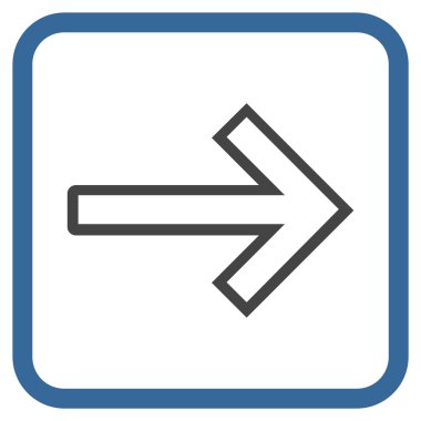 Ok sağ vektör simgesi bir çerçeve içinde