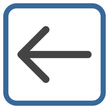 Ok sol vektör simgesi bir çerçeve içinde