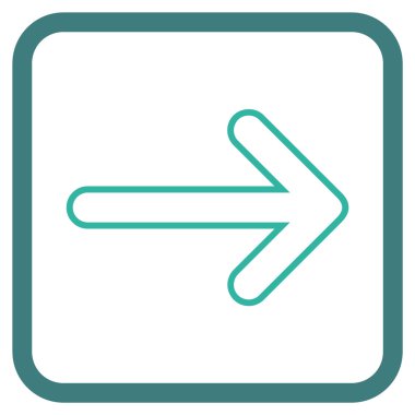 Yuvarlak ok doğru vektör simgesi bir çerçeve içinde