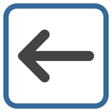 Ok sol vektör simgesi bir çerçeve içinde