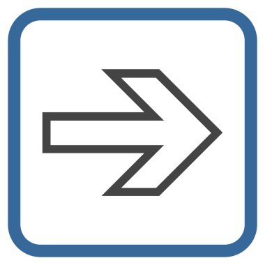 Ok sağ vektör simgesi bir çerçeve içinde