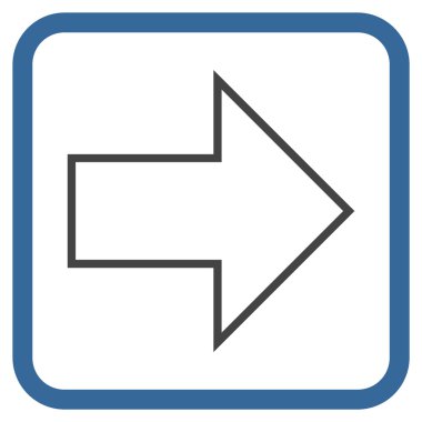 Ok sağ vektör simgesi bir çerçeve içinde