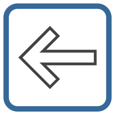 Ok sol vektör simgesi bir çerçeve içinde