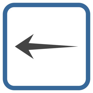 Ok sol vektör simgesi bir çerçeve içinde