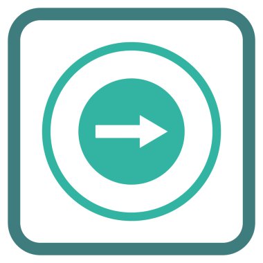 Sağ ok vektör simgesi bir çerçeve içinde yuvarlak