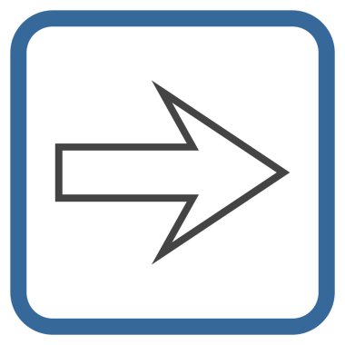 Ok sağ vektör simgesi bir çerçeve içinde