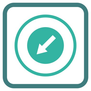 Aşağı sol yuvarlak ok vektör simgesi bir çerçeve içinde