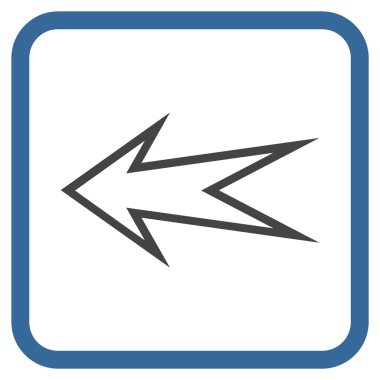 Ok sol vektör simgesi bir çerçeve içinde