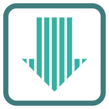 Vektör simgesi bir çerçeve içinde aşağı çizgili ok