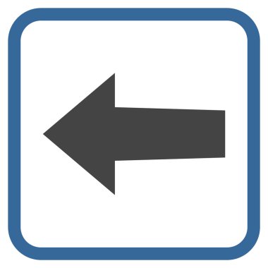 Ok sol vektör simgesi bir çerçeve içinde