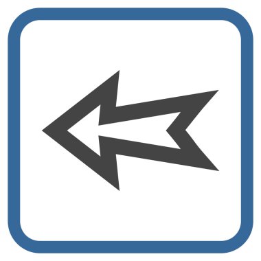 Ok sol vektör simgesi bir çerçeve içinde