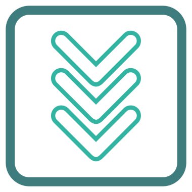 İşaretçi vektör simgesi bir çerçeve içinde aşağı üçlü