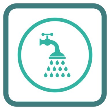 Duş musluk vektör simgesi bir çerçeve içinde