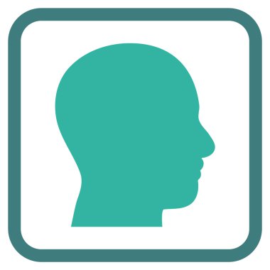 Kafa vektör simgesi bir çerçeve içinde profil