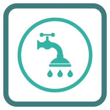 Duş musluk vektör simgesi bir çerçeve içinde