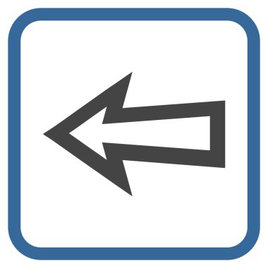 Ok sol vektör simgesi bir çerçeve içinde