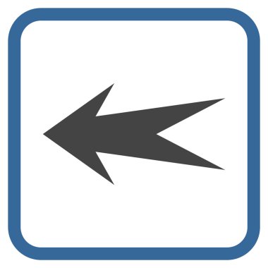 Ok sol vektör simgesi bir çerçeve içinde