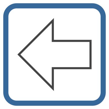 Ok sol vektör simgesi bir çerçeve içinde