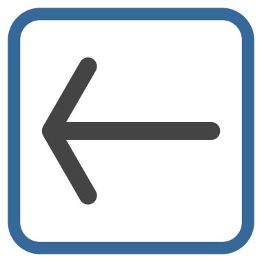 Ok sol vektör simgesi bir çerçeve içinde