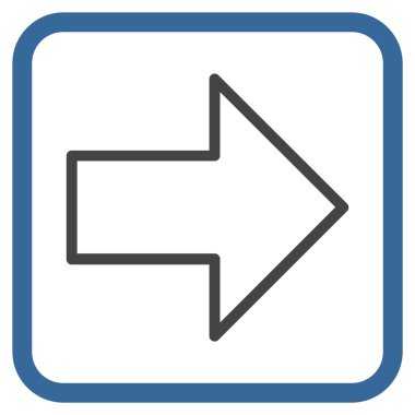 Ok sağ vektör simgesi bir çerçeve içinde