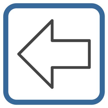 Ok sol vektör simgesi bir çerçeve içinde