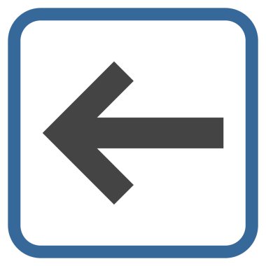 Ok sol vektör simgesi bir çerçeve içinde