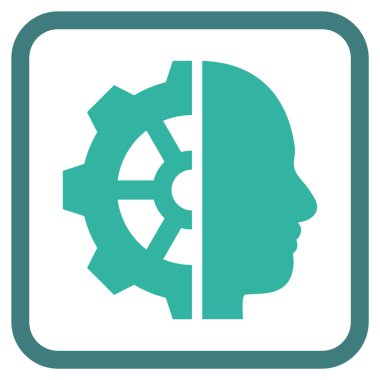 Cyborg dişli vektör simgesi bir çerçeve içinde